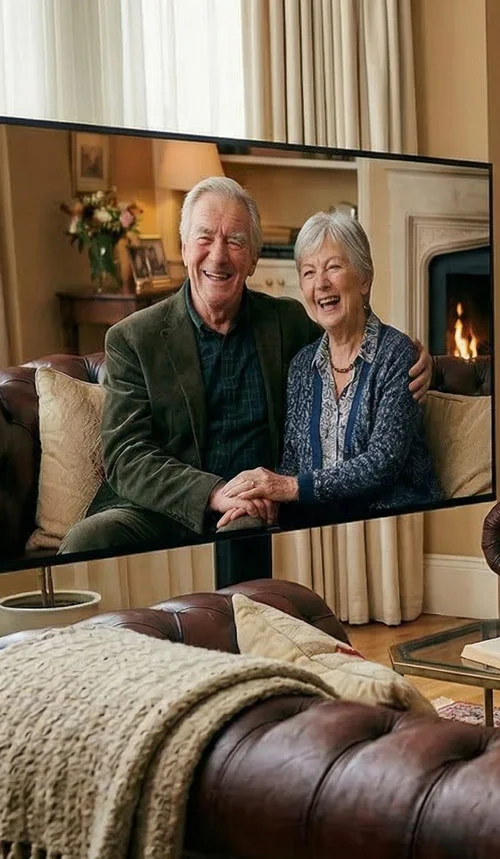 Famille regardant ensemble leur film d'héritage sur grand écran