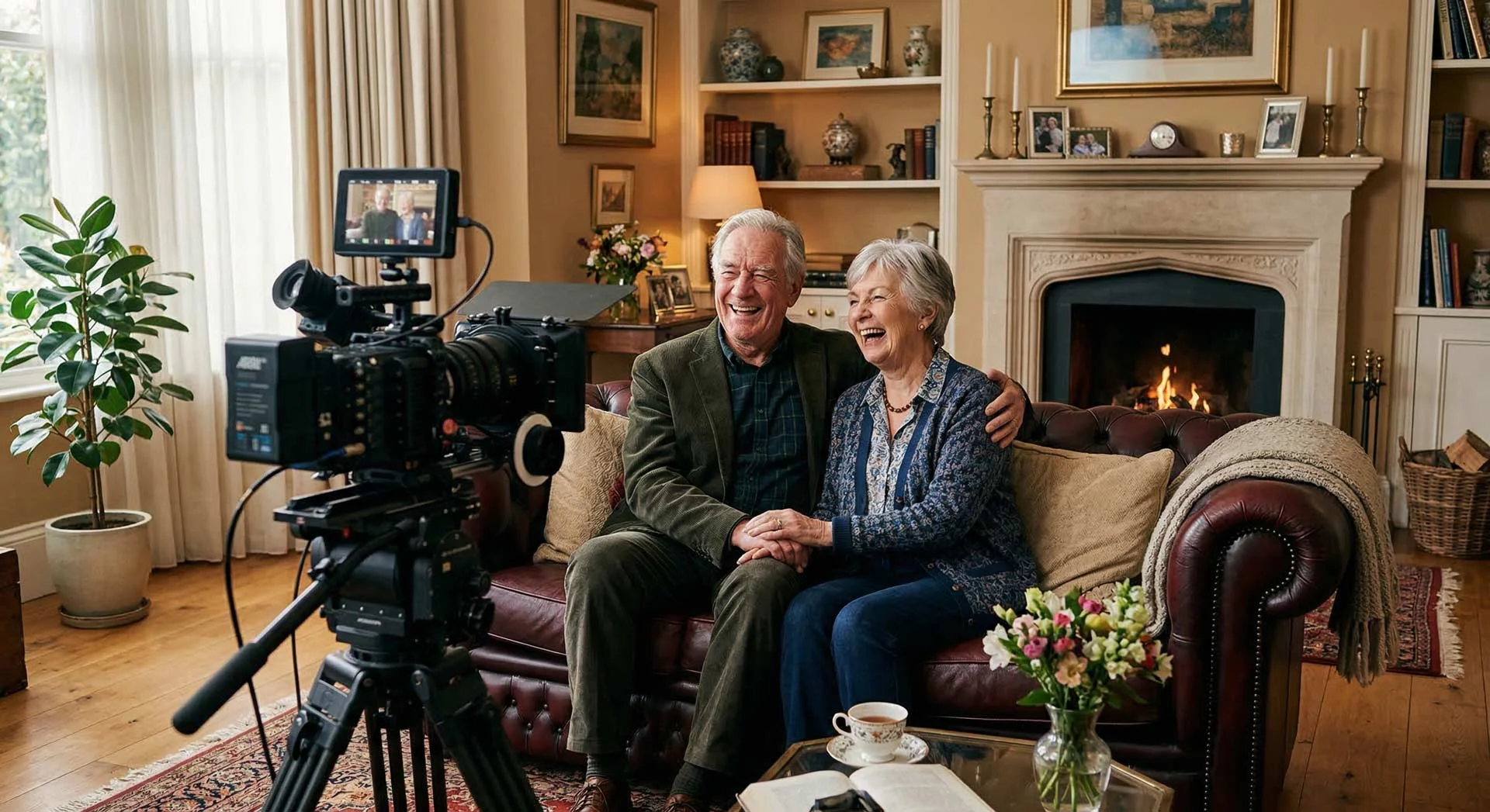 Tournage professionnel d'un film d'héritage familial à domicile avec Moo-vida